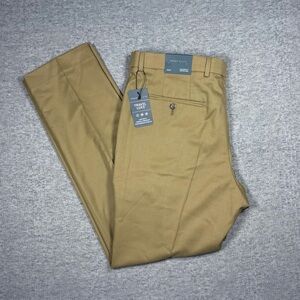 Perry Ellis Dress Pants Mens Size 36x30 Tan Flex Stretch Travel Luxe Wool NWT